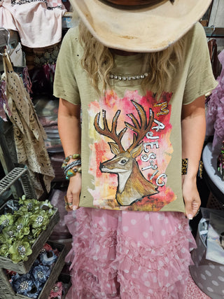 Majestic Deer Tattered Tee