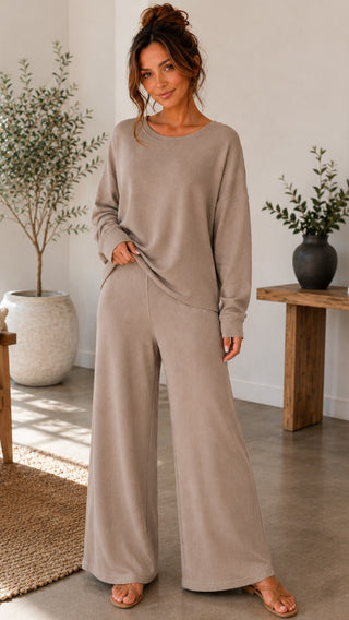 Brushed Chic Loungewear Set – Taupe