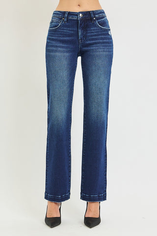 Tummy Control Mid Rise Straight Jeans