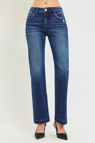Tummy Control Mid Rise Straight Jeans