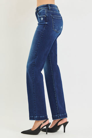 Tummy Control Mid Rise Straight Jeans
