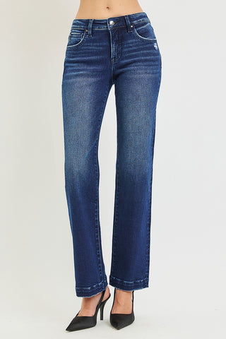 Tummy Control Mid Rise Straight Jeans