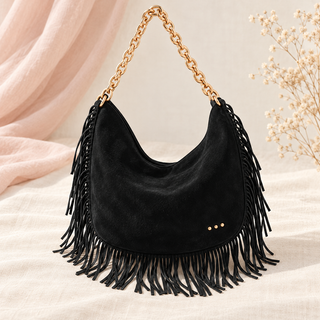 Loretta Suede Fringe Slouchy Bag