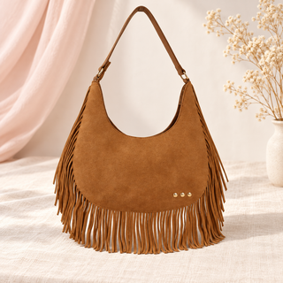 Loretta Suede Fringe Slouchy Bag