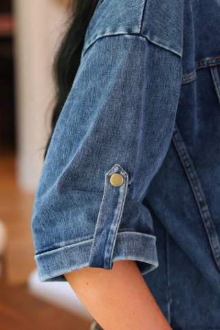 Refined Denim Bomber Jacket- Light Wash