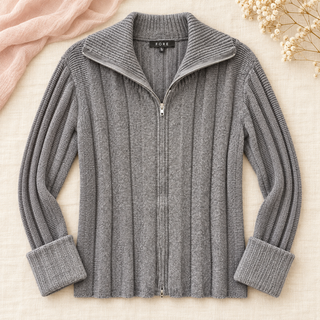 Gray Days Ribbed Zip-Up Sweater