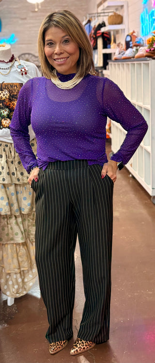 Rhinestone Glam Mesh Top