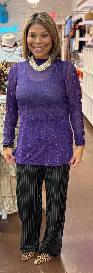 Rhinestone Glam Mesh Top