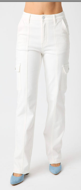 Judy Blue WHITE Cargo Jeans