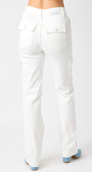 Judy Blue WHITE Cargo Jeans
