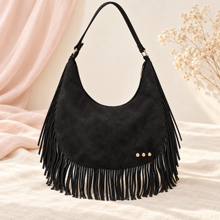 Loretta Suede Fringe Slouchy Bag
