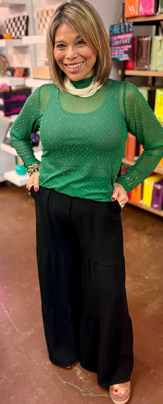 Rhinestone Glam Mesh Top