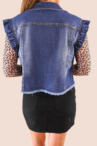 Jordan Ruffle Denim Vest- Dark Denim