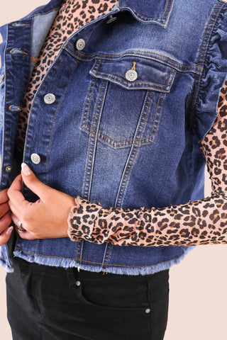 Jordan Ruffle Denim Vest- Dark Denim