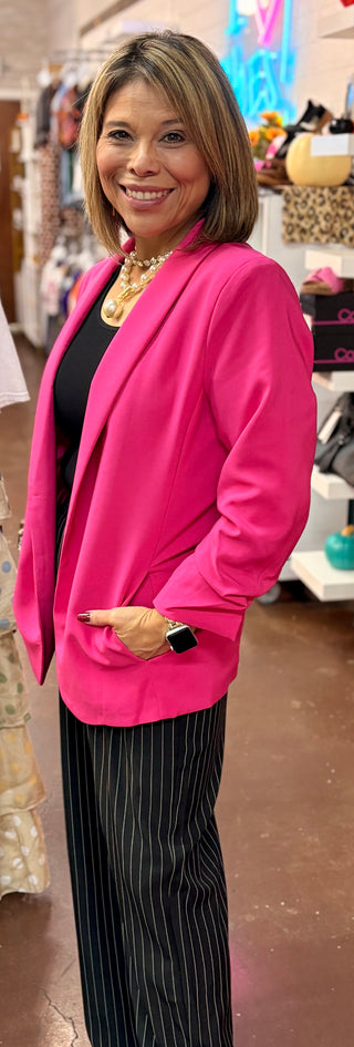 Chic & Confident Ruched Sleeve Blazer