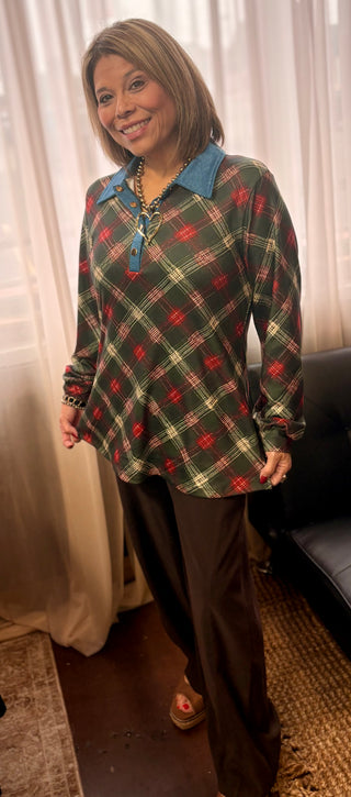 Denim & Plaid Charm Top