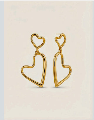 Double Heart Drop Earrings