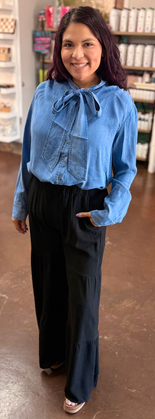 Midnight Ruffle Wide Leg Pants