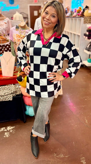 Pretty in Pink Checkered Top
