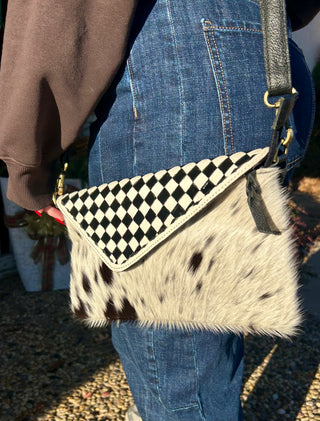 Cowhide Check Crossbody