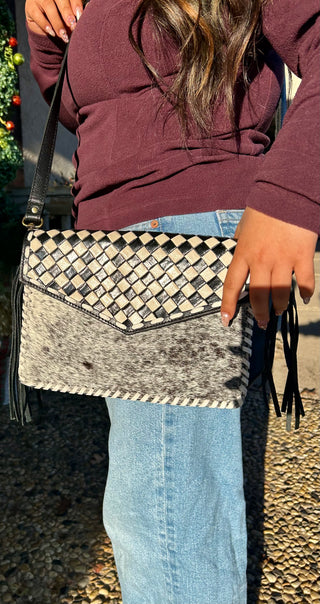 Cowhide Check Crossbody