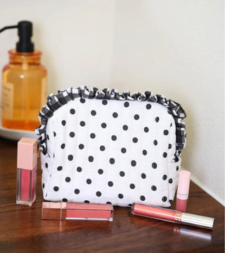 Polka Dot Quilted Ruffle Bag