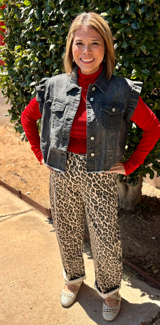 Leopard Barrel jean