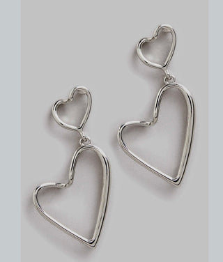 Double Heart Drop Earrings