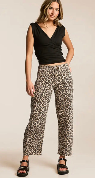 Leopard Barrel jean