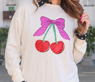 Cherry Bow Luxe Pullover