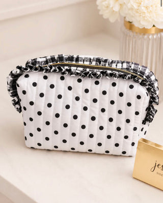 Polka Dot Quilted Ruffle Bag