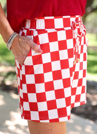 Let's Go Checkered Skort- Red