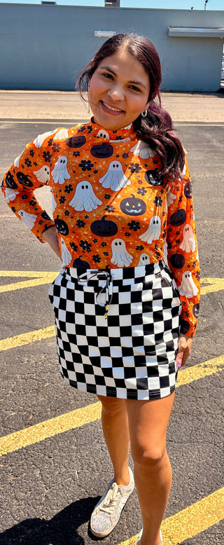Spooky Mesh Pumpkin Patch Top
