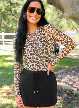 Alyssa Mesh Top- Game Day Leopard