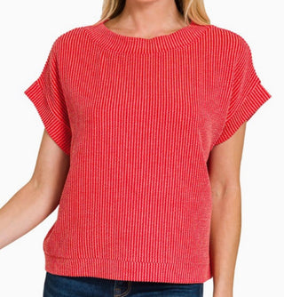 Chic Ribbed Cap Sleeve