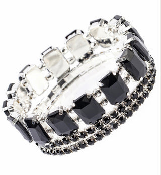 Black Crystal Glam Stretch Bracelet Stack