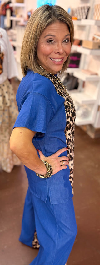 Wild About Blue Leopard Pants Set