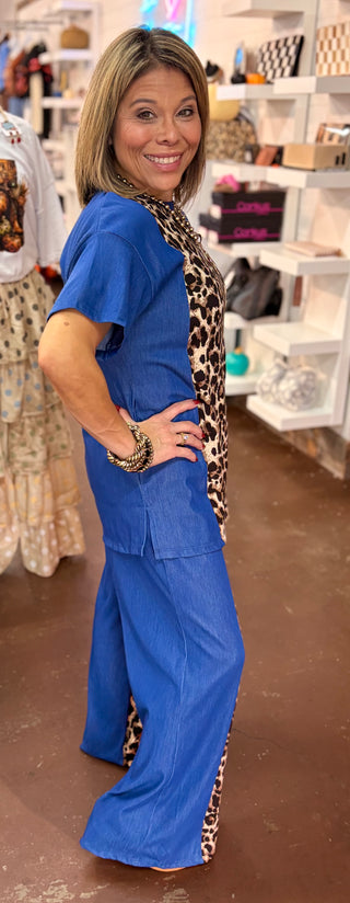 Wild About Blue Leopard Pants Set