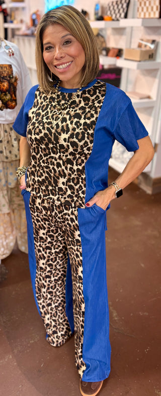 Wild About Blue Leopard Pants Set