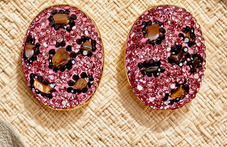 Fuchsia Crystal Leopard Studs