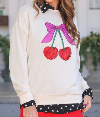 Cherry Bow Luxe Pullover