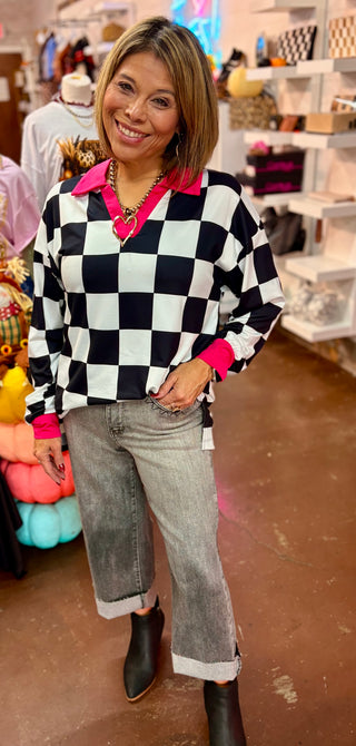 Pretty in Pink Checkered Top