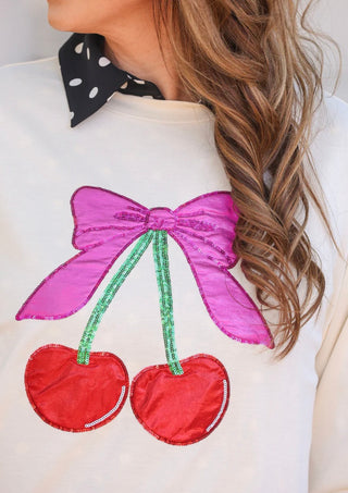 Cherry Bow Luxe Pullover