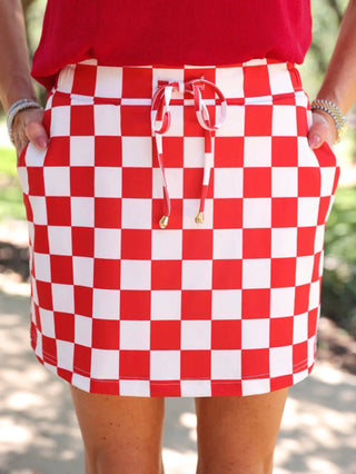 Let's Go Checkered Skort- Red