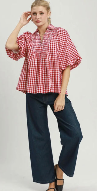 Game Day Plaid Top