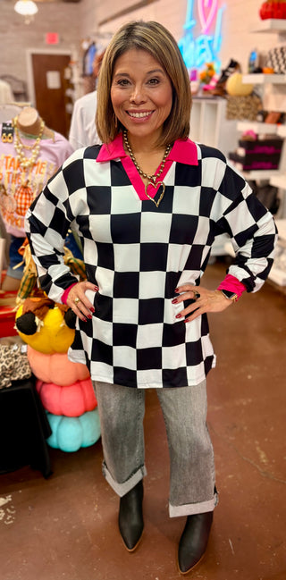 Pretty in Pink Checkered Top