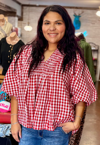 Game Day Plaid Top