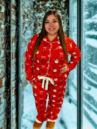 Santa's Signature Bow Ruffle Pajama Set