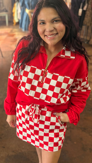 Let's Go Checkered Skort- Red