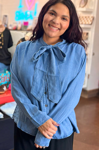 Denim Darling Bow Blouse